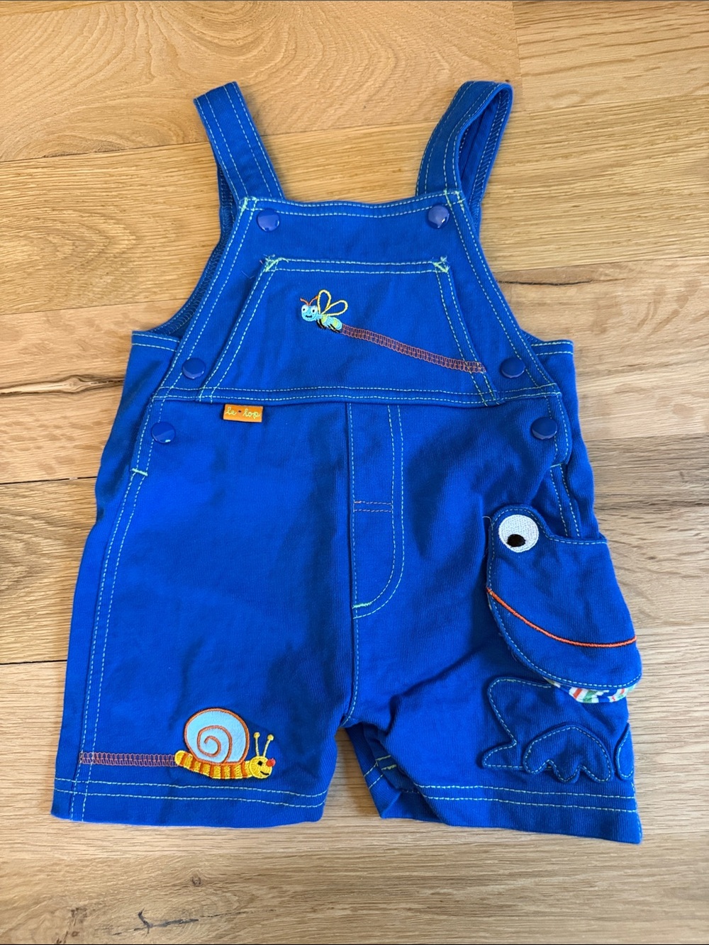 Le Top Boys Blue Frog Overall Shorts